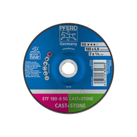 Pferd Grinding Wheel, Saucer, 7"x1/4 61705